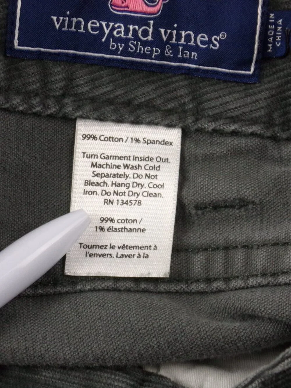 Vineyard Vines Corduroy Pants 40 / 32 Green Straight Fit Stretch 5 Pocket